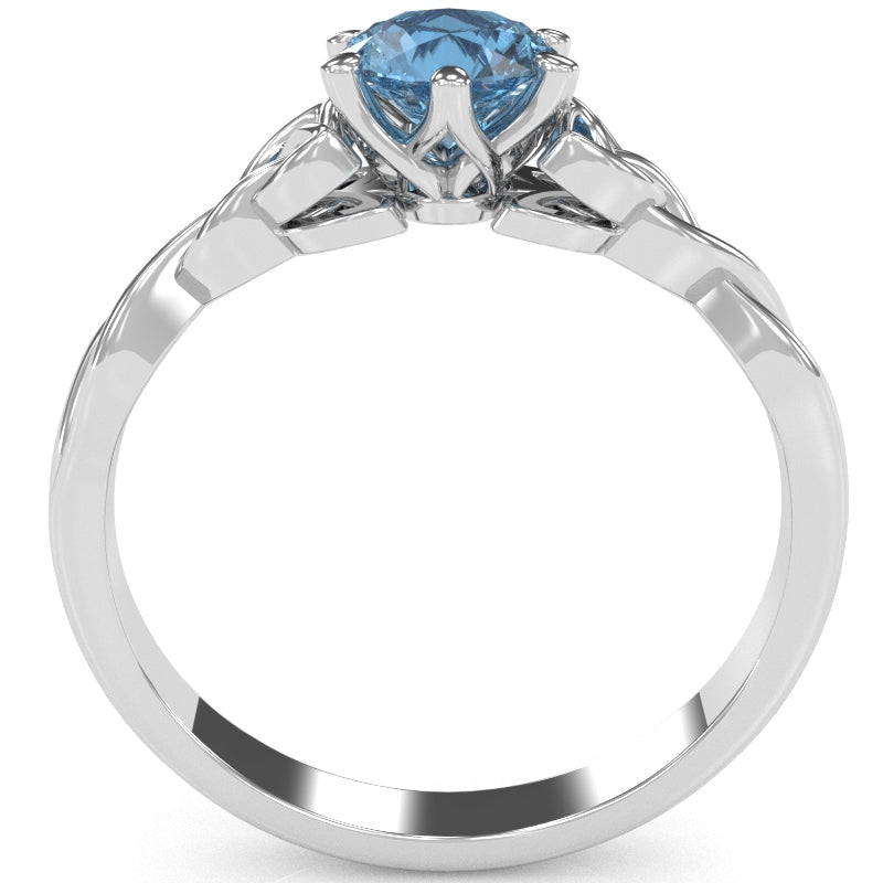 Celtic Trinity Knot Blue Topaz Engagement Ring In 14k White Gold
