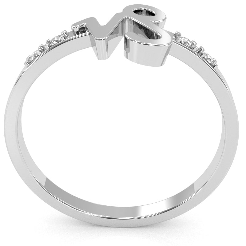 Capricorn Zodiac Sign Diamond Ring In Solid 14k White Gold