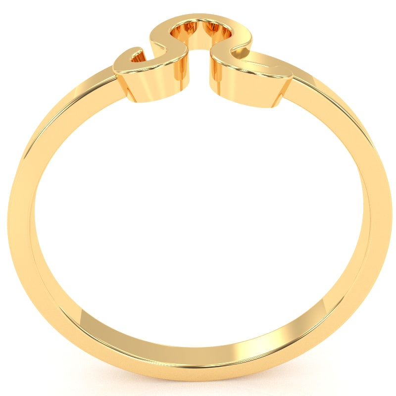Leo Zodiac Sign Ring In Solid 14k Yellow Gold