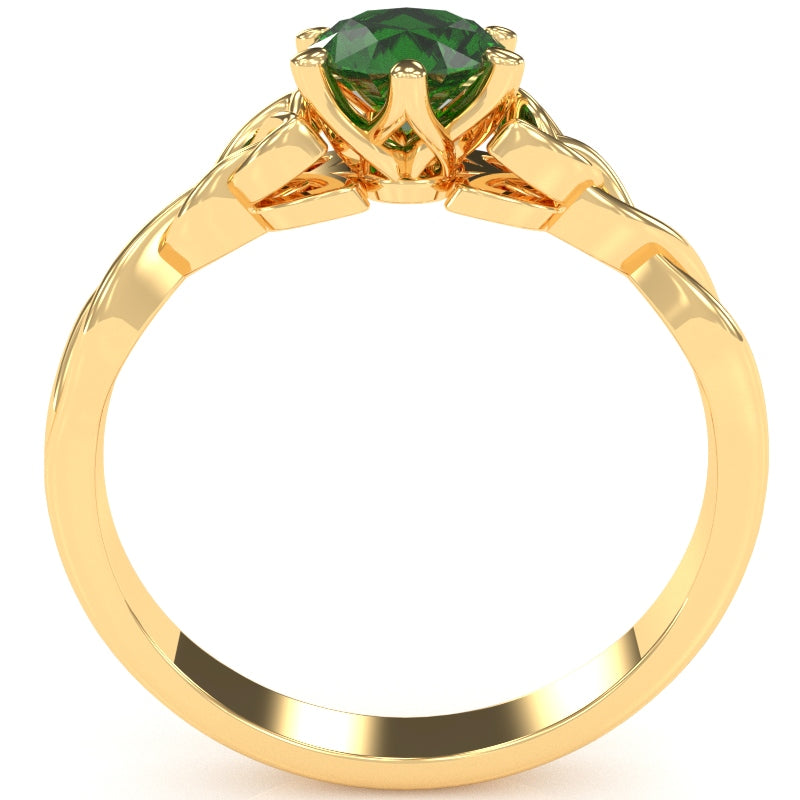 Celtic Trinity Knot Lab-Created Emerald Engagement Ring In 14k Yellow Gold