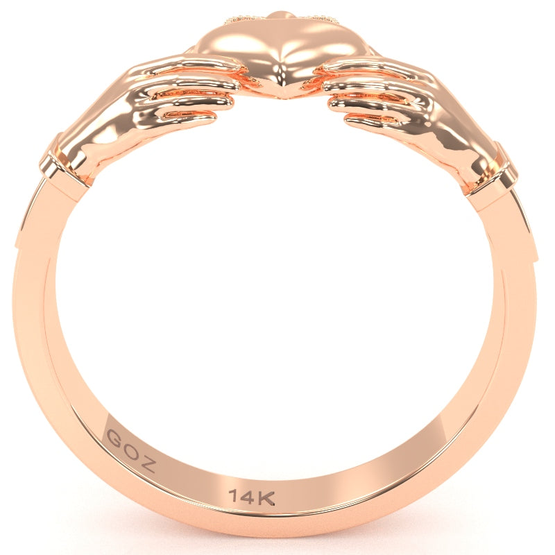Classic Claddagh Ring Crafted In Solid 14k Rose Gold
