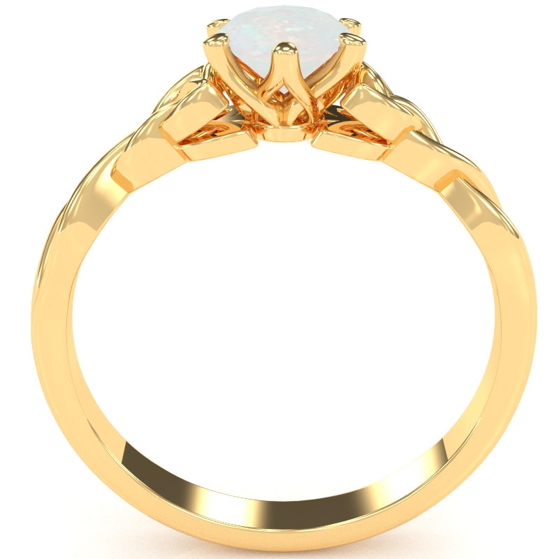 Celtic Trinity Knot Opal Engagement Ring In 14k Yellow Gold