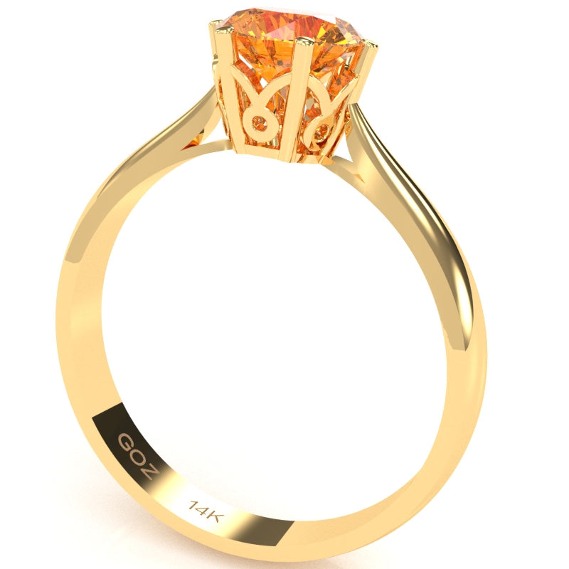 Crown Setting Citrine Engagement Ring In 14k Yellow Gold