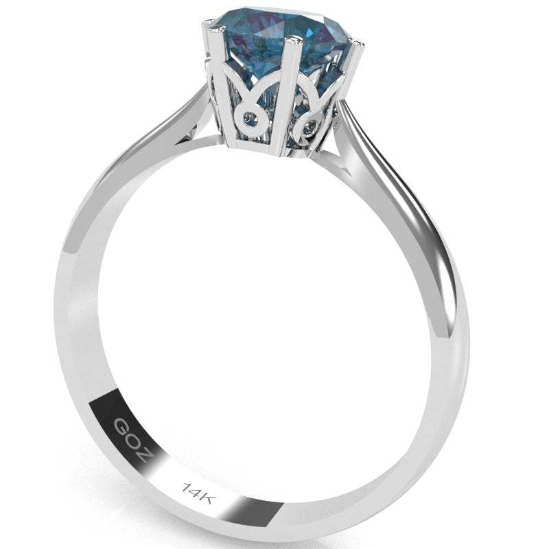 Crown Setting Lab-Created Alexandrite Engagement Ring In 14k White Gold