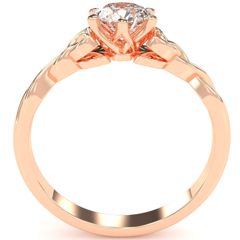 Celtic Trinity Knot White Topaz Engagement Ring In 14k Rose Gold