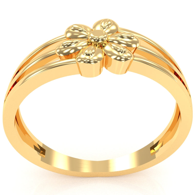 Designer Top Flower Friendship Ring In Solid 14k Yellow Gold
