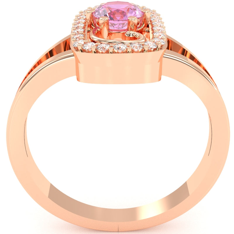 Split Band Lab-Created Pink Sapphire Diamond Cocktail Ring In 14k Rose Gold