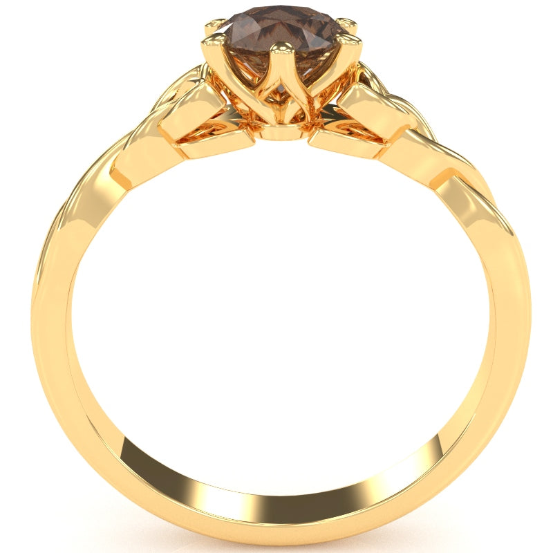 Celtic Trinity Knot Smoky Quartz Engagement Ring In 14k Yellow Gold
