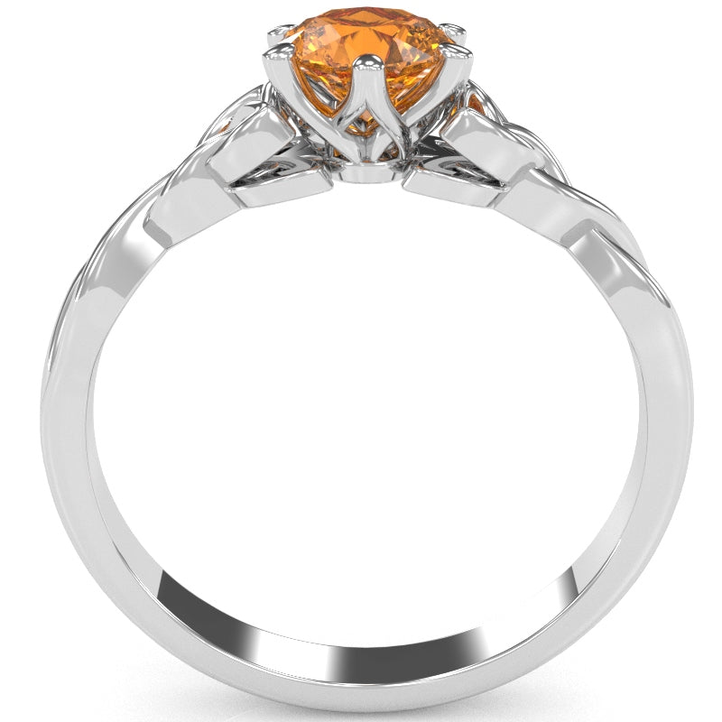 Celtic Trinity Knot Citrine Engagement Ring In 14k White Gold