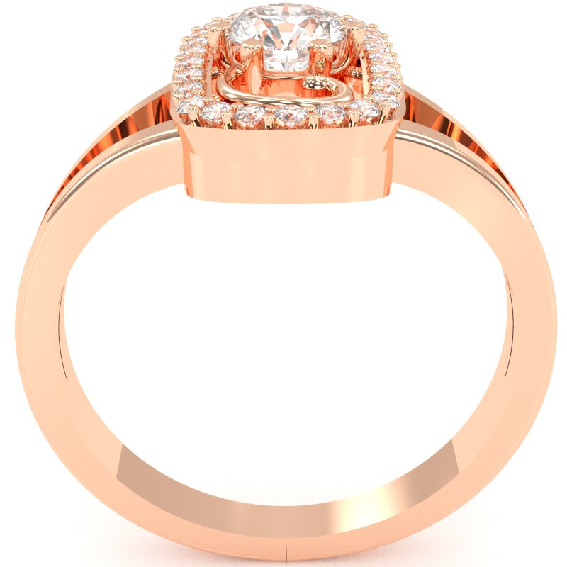 Split Band White Topaz Diamond Cocktail Ring In 14k Rose Gold