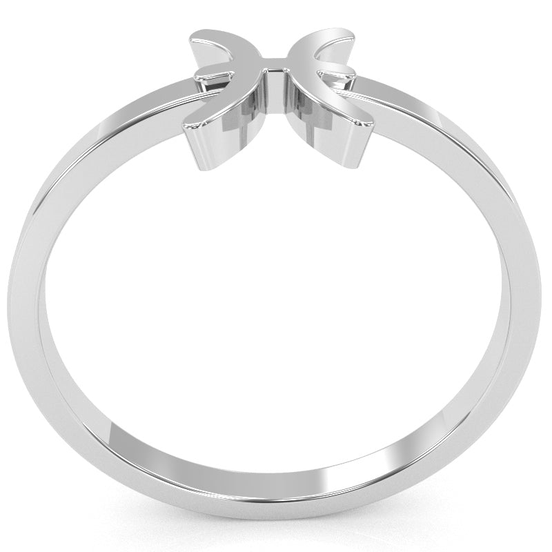 Pisces Zodiac Sign Ring In Solid 10k White Gold