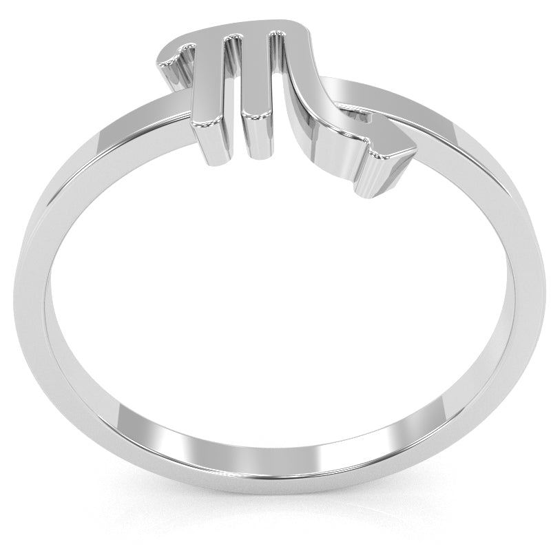 Scorpio Zodiac Sign Ring In Solid 14k White Gold