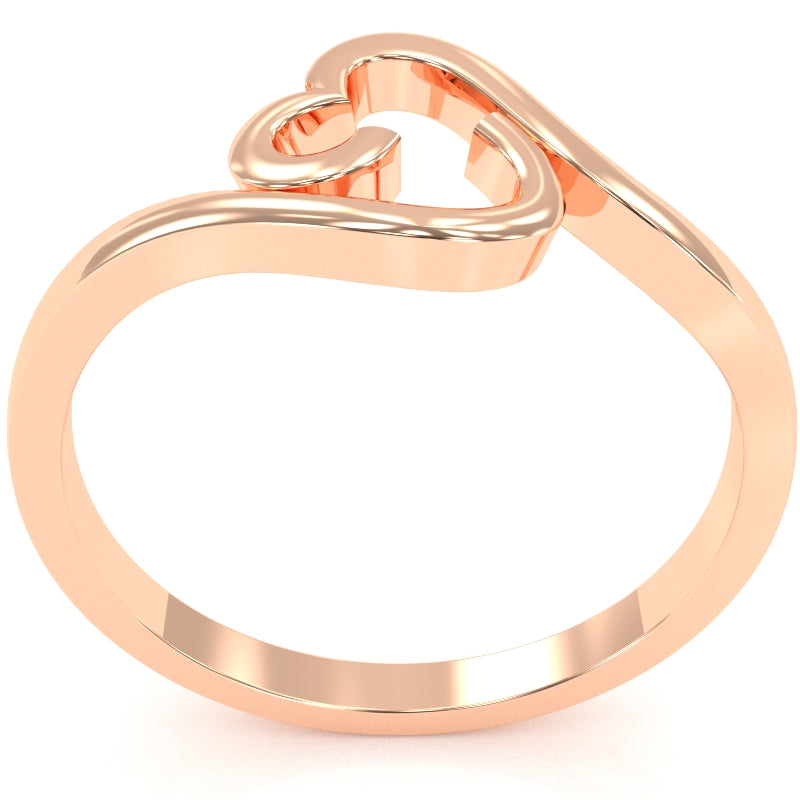 Curly Heart Love Ring In Solid 14k Rose Gold