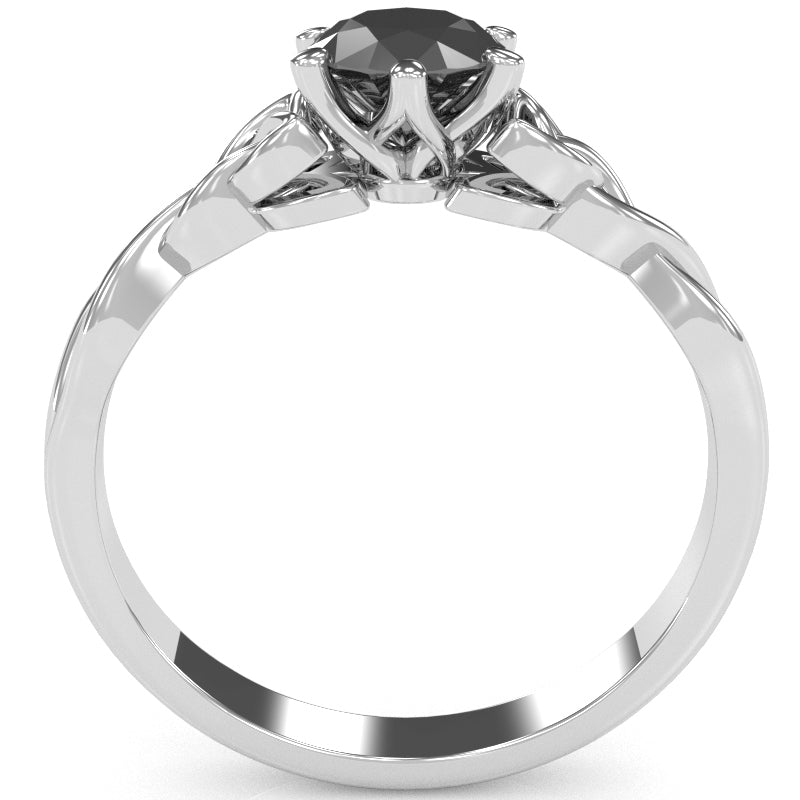 Celtic Trinity Knot Black Onyx Engagement Ring In 14k White Gold