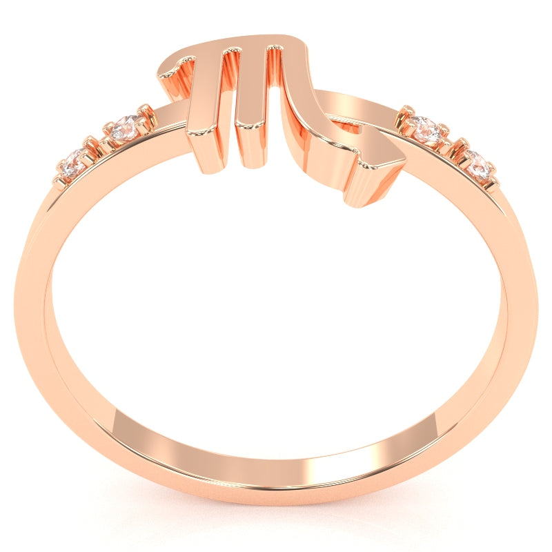 Scorpio Zodiac Sign Diamond Ring In Solid 10k Rose Gold