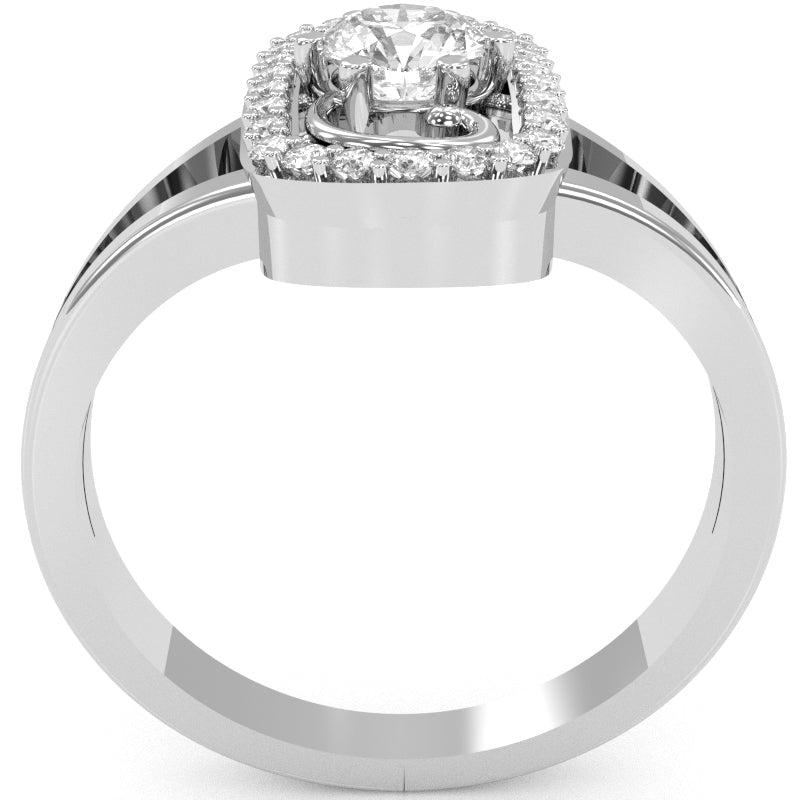 Split Band White Topaz Diamond Cocktail Ring In 14k White Gold
