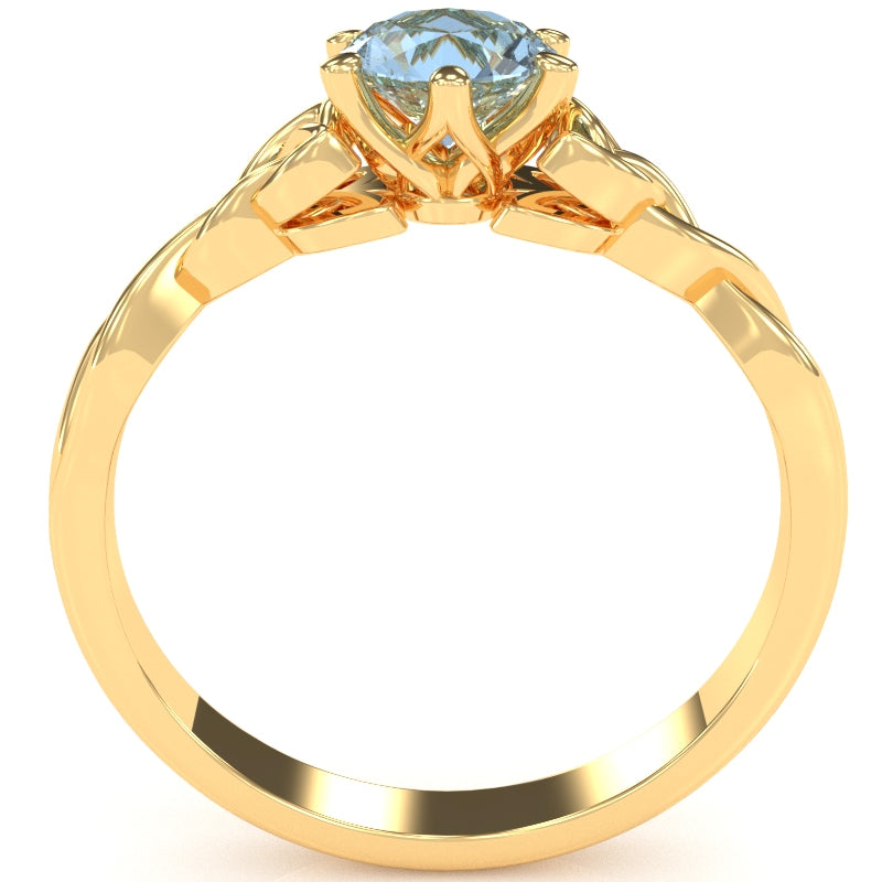 Celtic Trinity Knot Aquamarine Engagement Ring In 14k Yellow Gold