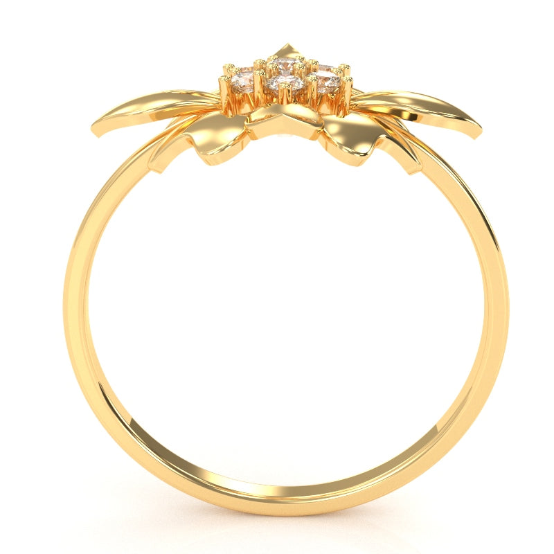 Classy Diamond Encrusted Cocktail Ring In 14k Yellow Gold