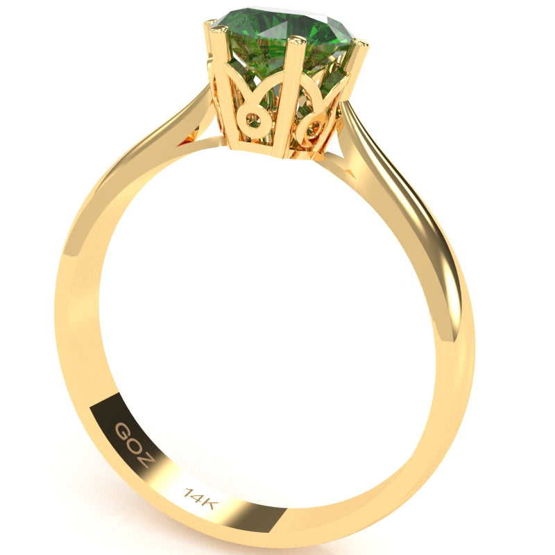 Crown Setting Lab-Created Emerald Engagement Ring In 14k Yellow Gold