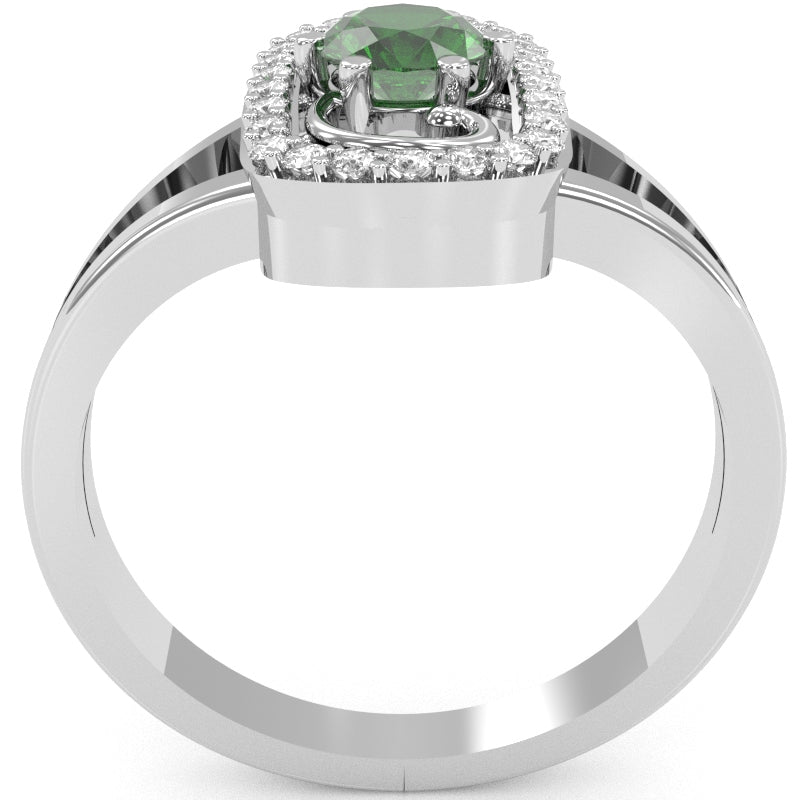 Split Band Lab-Created Emerald Diamond Cocktail Ring In 14k White Gold
