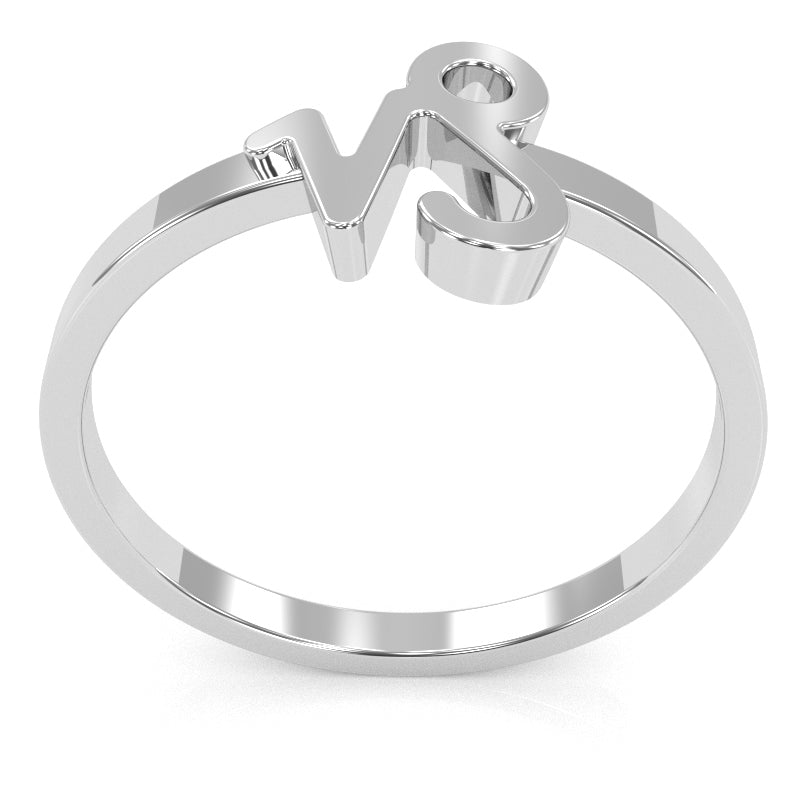 Capricorn Zodiac Sign Ring In Solid 14k White Gold