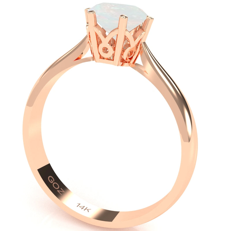 Crown Setting Opal Engagement Ring In 14k Rose Gold