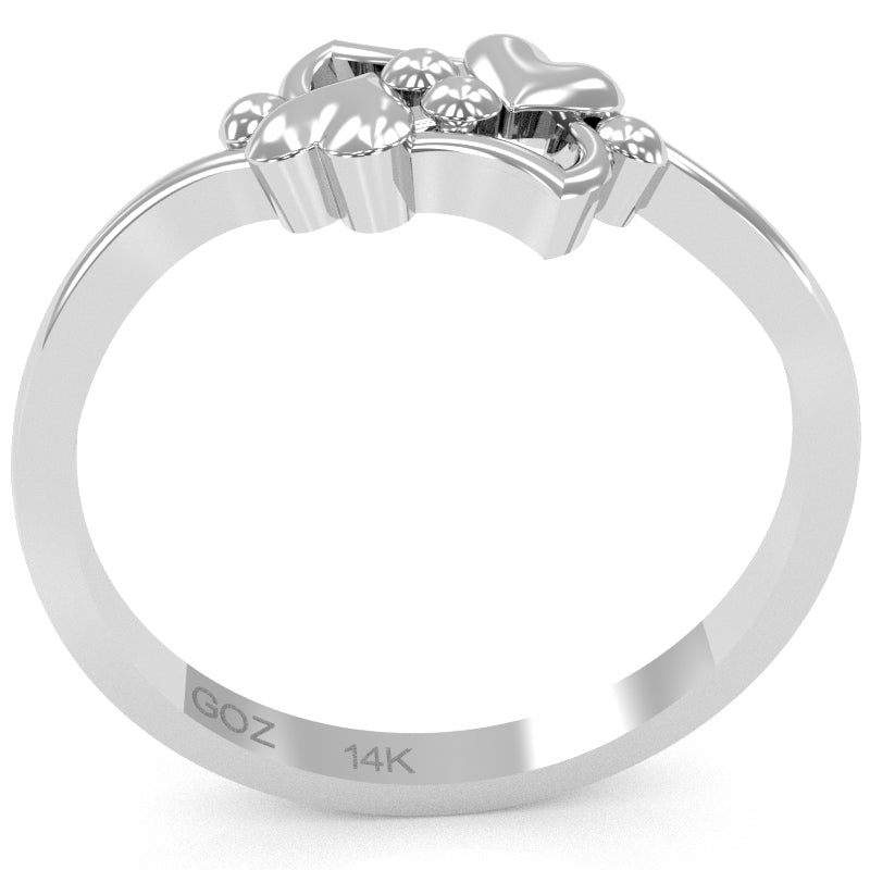 Dancing Hearts Designer Love Ring In Solid 14k White Gold