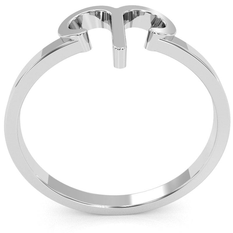 Aries Zodiac Sign Ring In Solid 14k White Gold