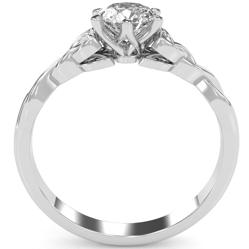 Celtic Trinity Knot White Topaz Engagement Ring In 14k White Gold