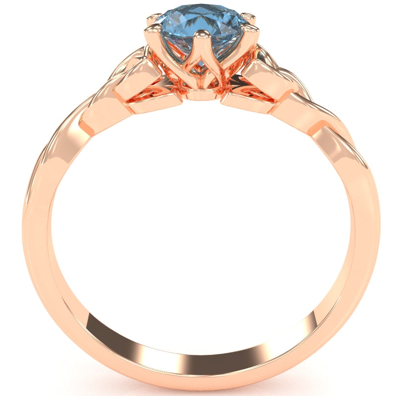 Celtic Trinity Knot Blue Topaz Engagement Ring In 14k Rose Gold