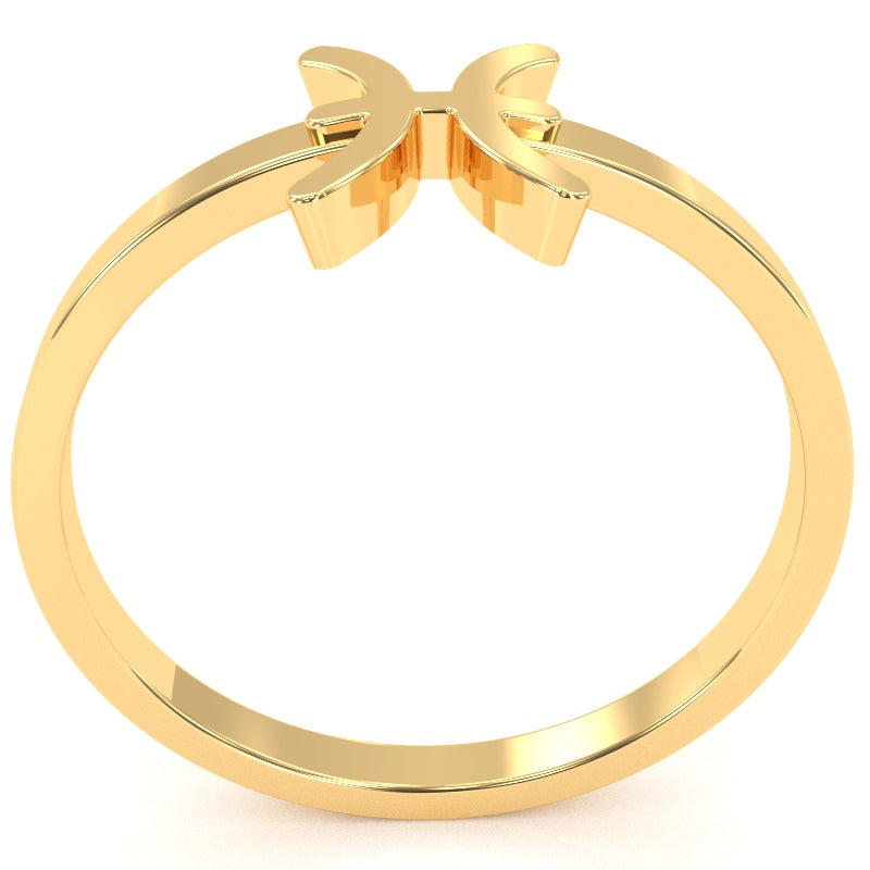 Pisces Zodiac Sign Ring In Solid 14k Yellow Gold