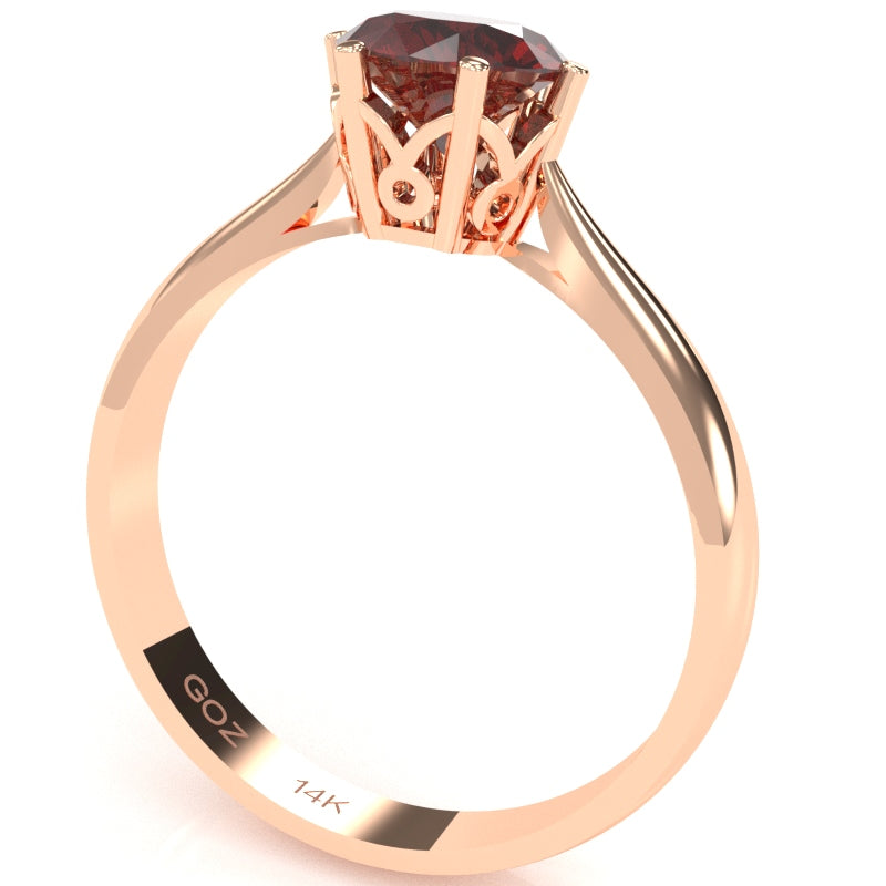 Crown Setting Lab-Created Ruby Engagement Ring In 14k Rose Gold