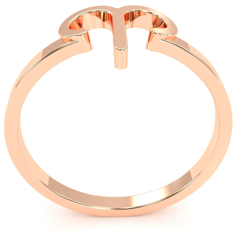 Aries Zodiac Sign Ring In Solid 14k Rose Gold