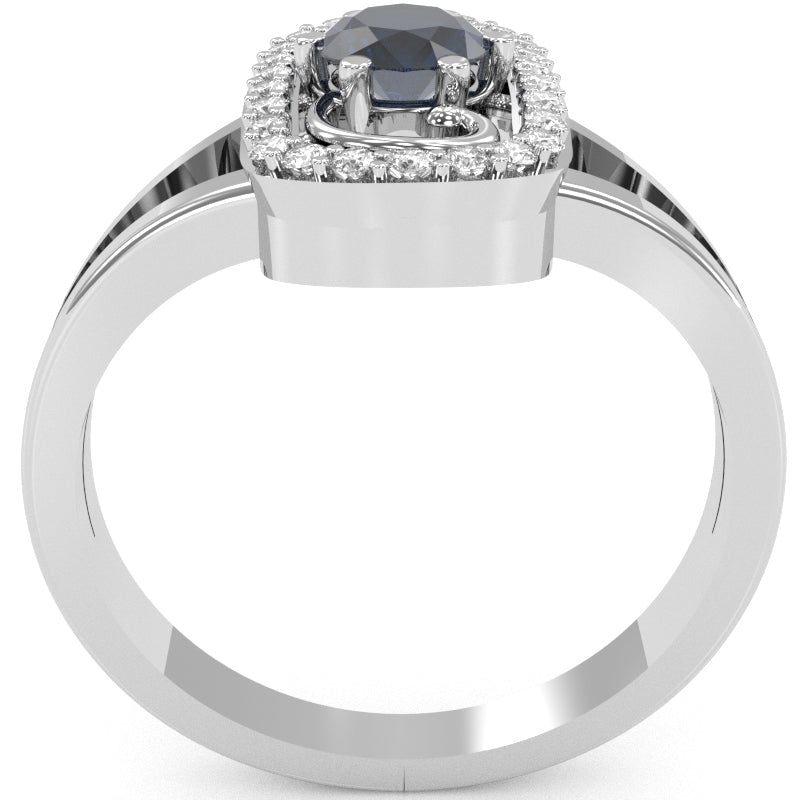 Split Band Sapphire Diamond Cocktail Ring In 14k White Gold