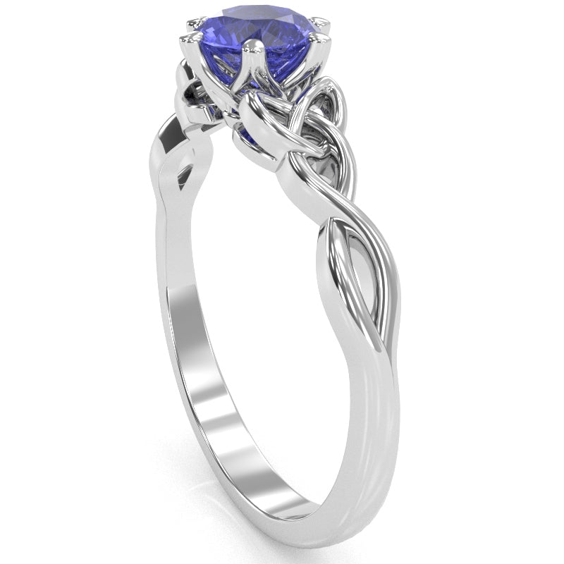 Celtic Trinity Knot Tanzanite Engagement Ring In 14k White Gold