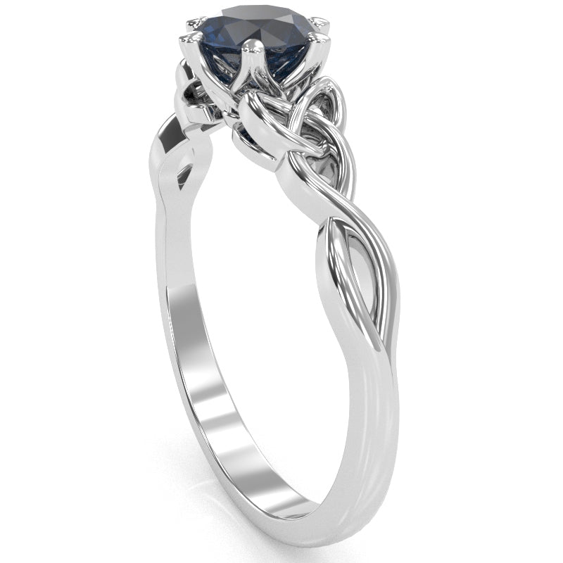 Celtic Trinity Knot Lab-Created Sapphire Engagement Ring In 14k White Gold