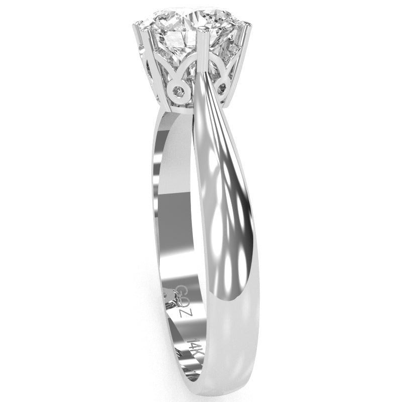 Crown Setting White Topaz Engagement Ring In 14k White Gold