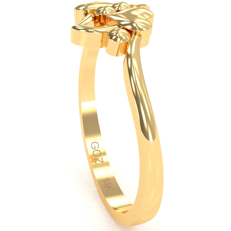 Dancing Hearts Designer Love Ring In Solid 14k Yellow Gold