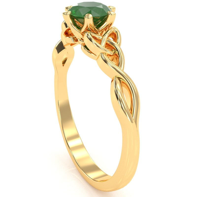 Celtic Trinity Knot Emerald Engagement Ring In 14k Yellow Gold