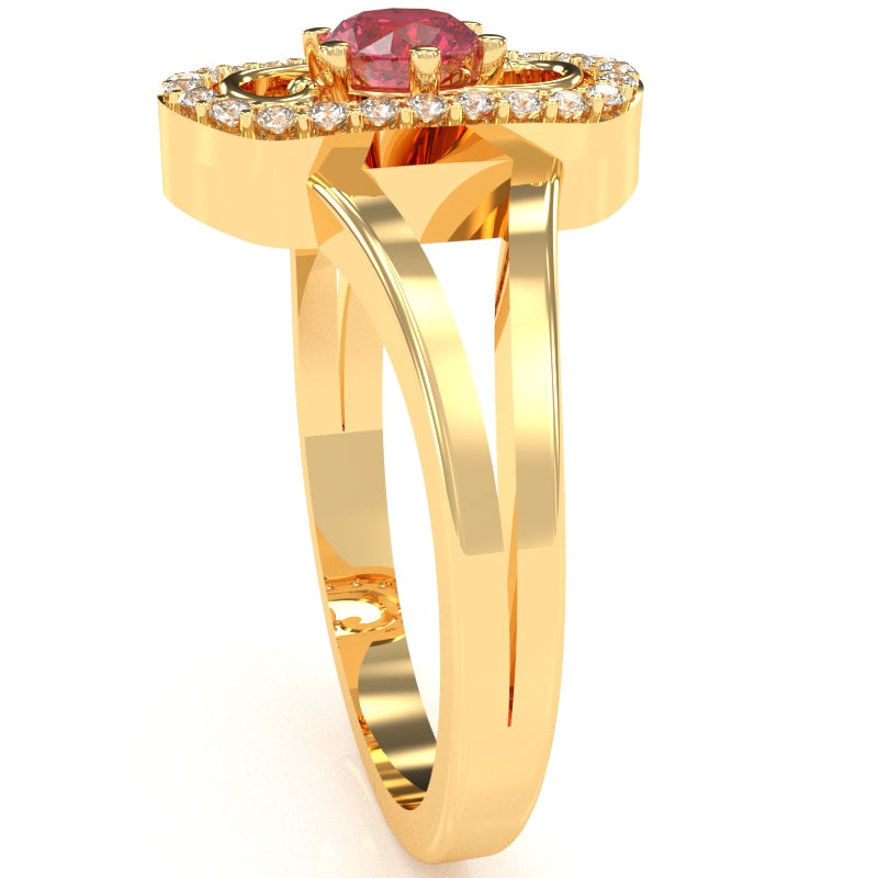 Split Band Pink Tourmaline Diamond Cocktail Ring In 14k Yellow Gold
