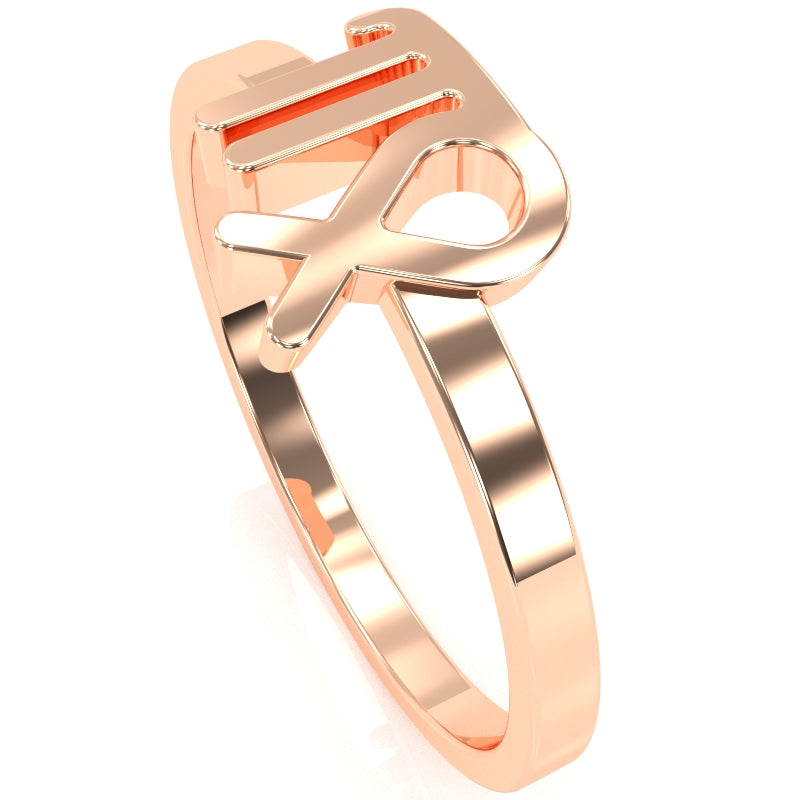 Virgo Zodiac Sign Ring In Solid 14k Rose Gold