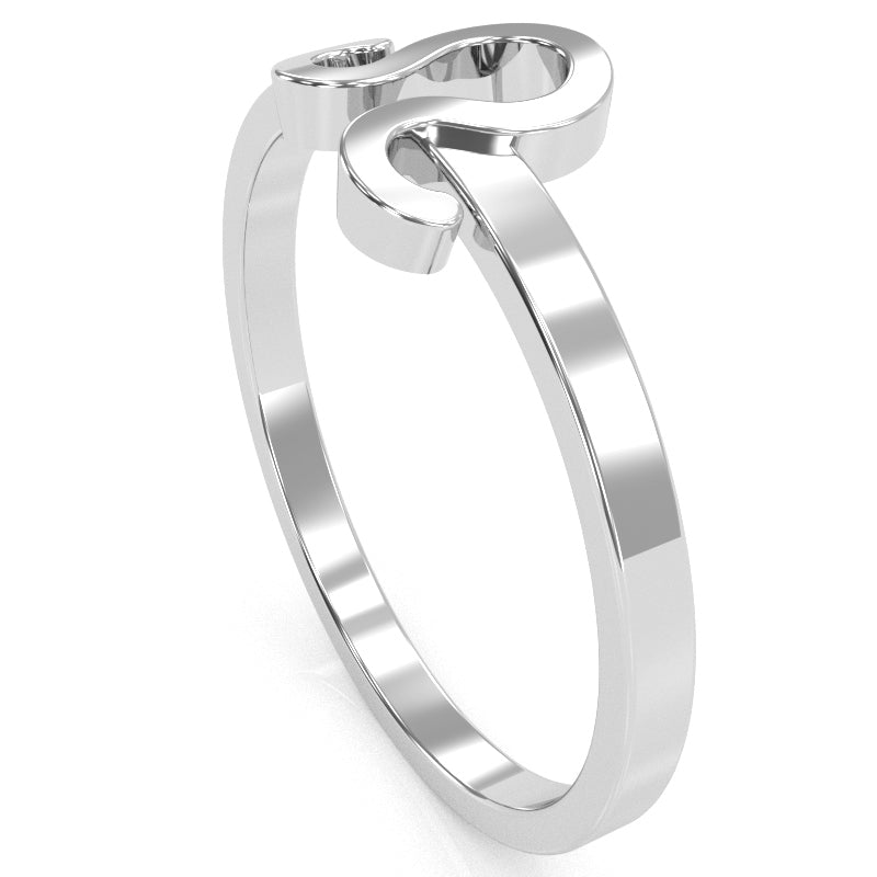 Leo Zodiac Sign Ring In Solid 14k White Gold