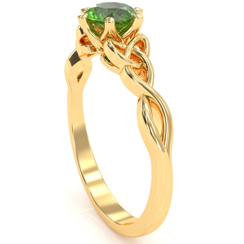Celtic Trinity Knot Peridot Engagement Ring In 14k Yellow Gold