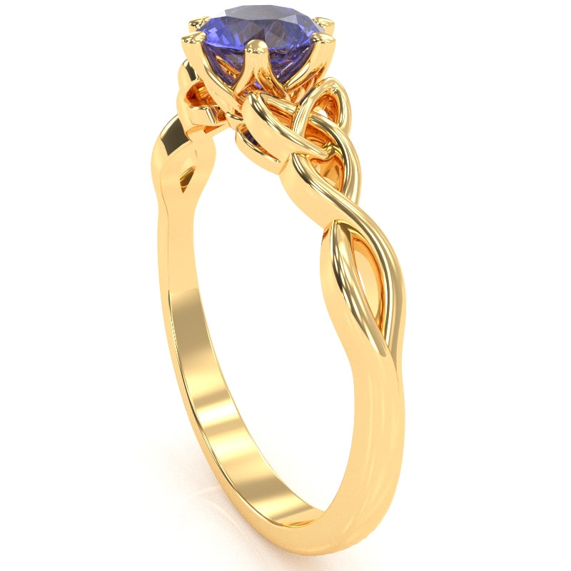 Celtic Trinity Knot Tanzanite Engagement Ring In 14k Yellow Gold
