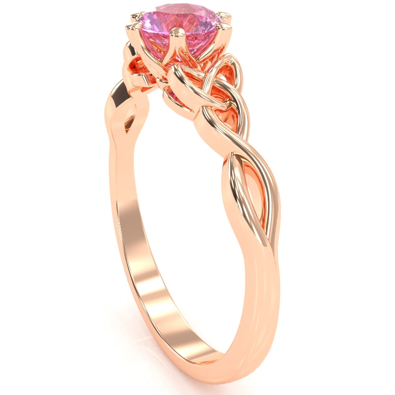 Celtic Trinity Knot Lab-Created Pink Sapphire Engagement Ring In 14k Rose Gold