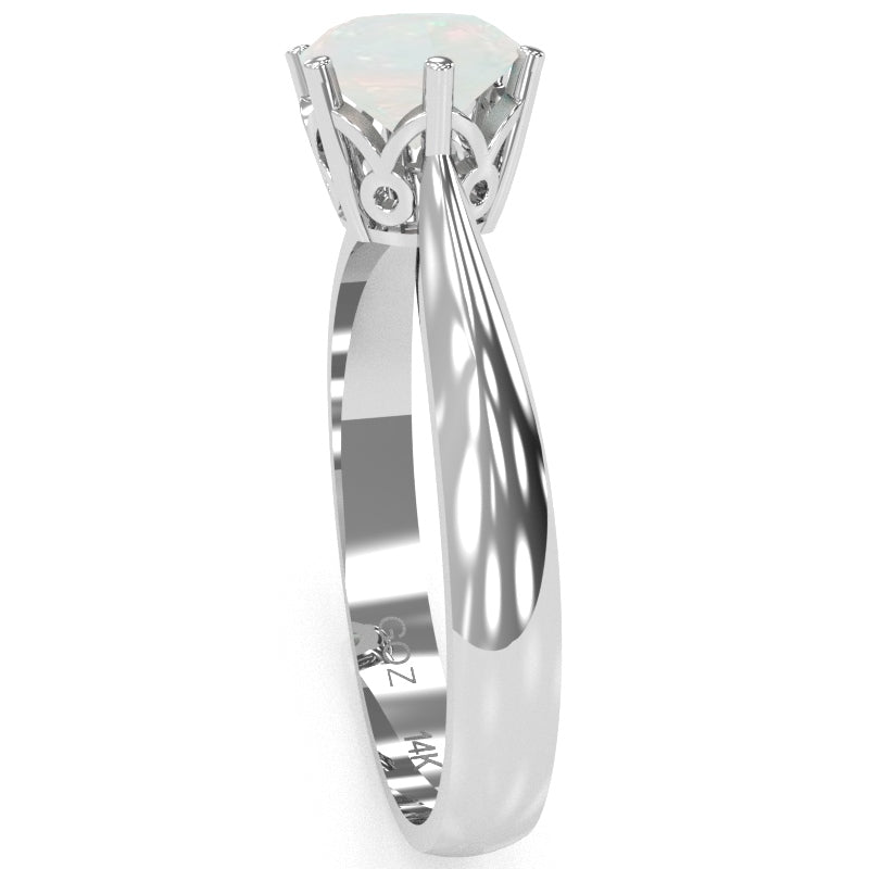 Crown Setting Opal Engagement Ring In 14k White Gold
