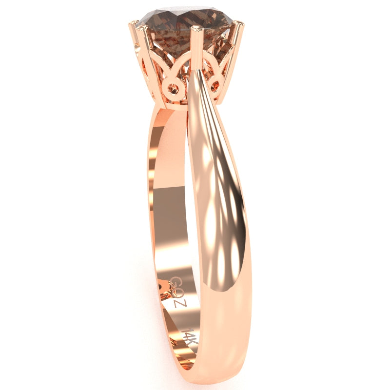 Crown Setting Smoky Quartz Engagement Ring In 14k Rose Gold