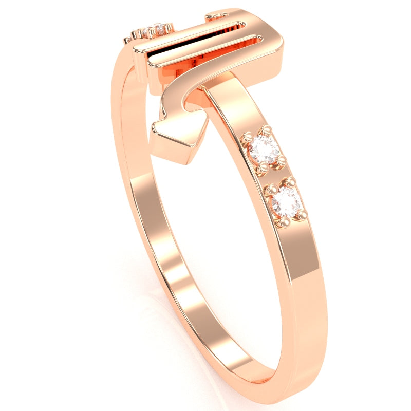 Scorpio Zodiac Sign Diamond Ring In Solid 14k Rose Gold