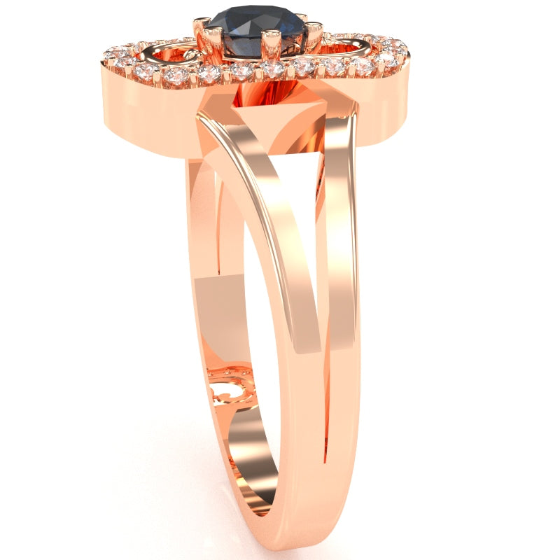 Split Band Sapphire Diamond Cocktail Ring In 14k Rose Gold