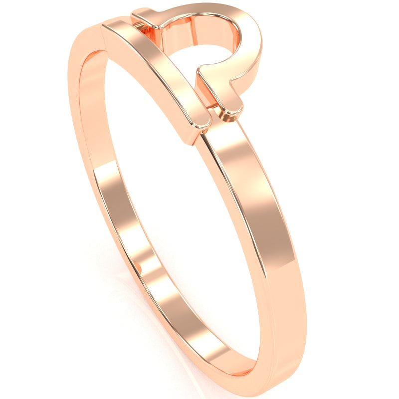 Libra Zodiac Sign Ring In Solid 14k Rose Gold